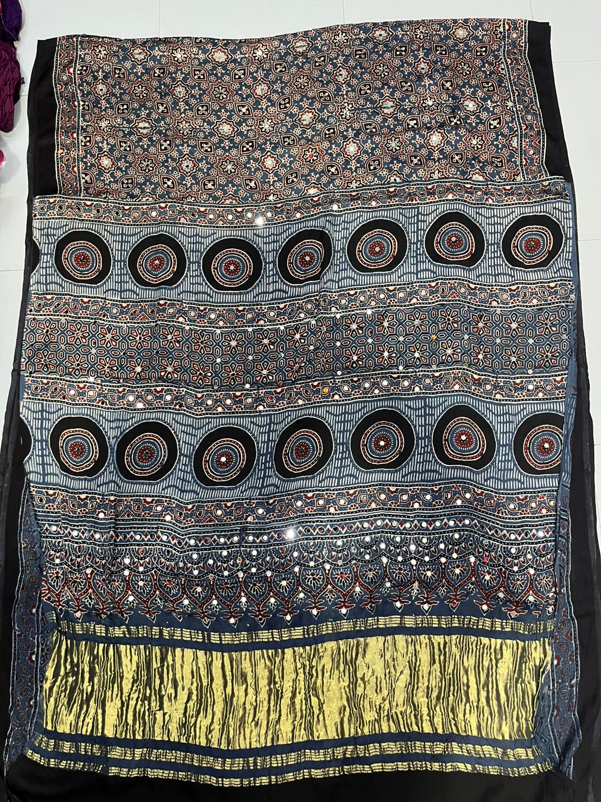 Ajrak Mirror Work-Black