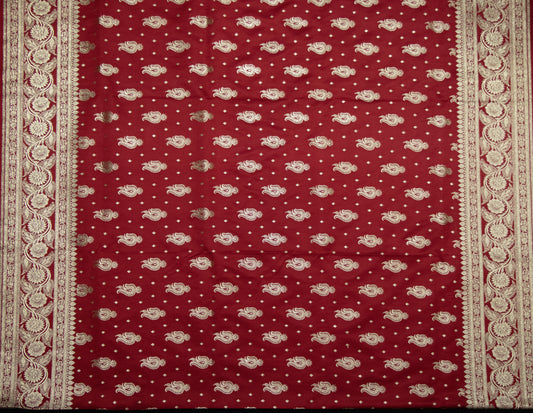 Banarasi Sarees-Blood Red-Sitara Booti