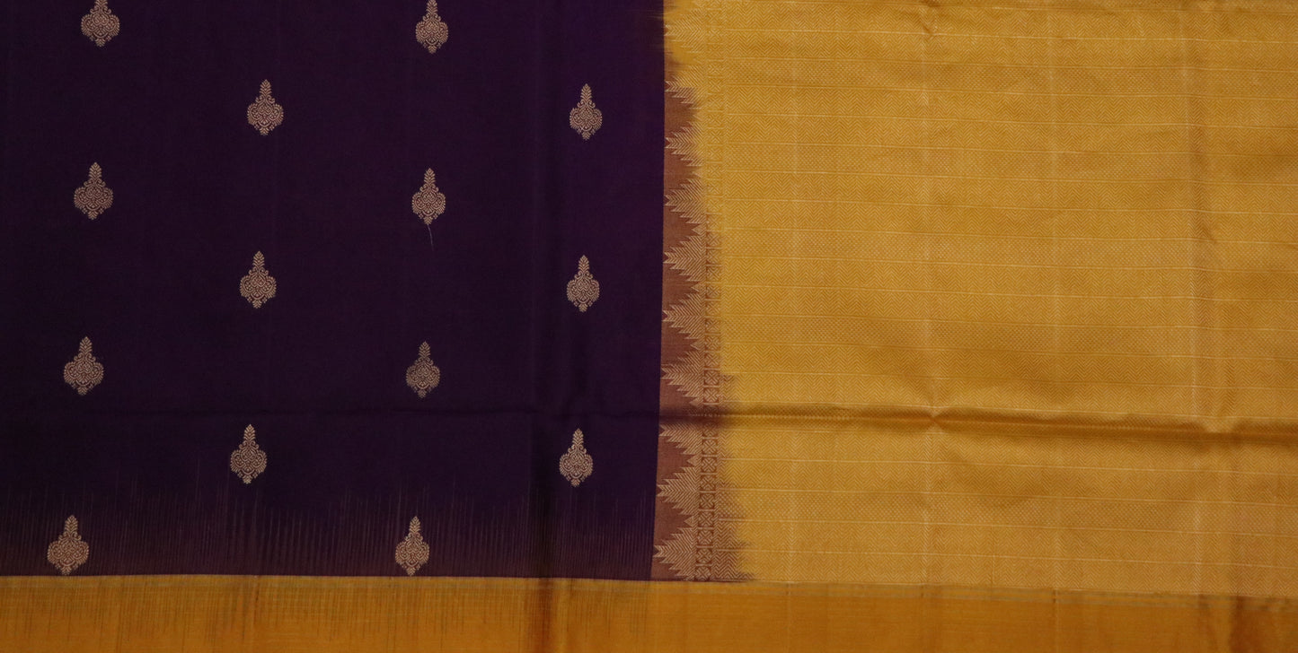 Soft Silk-Royal Plum with Mustard Gold