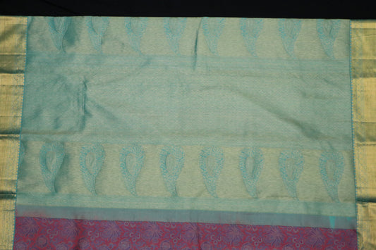 Kanchi Soft Silk Saree – Blush Pink with All-Over Floral & Paisley Jacquard Weave
