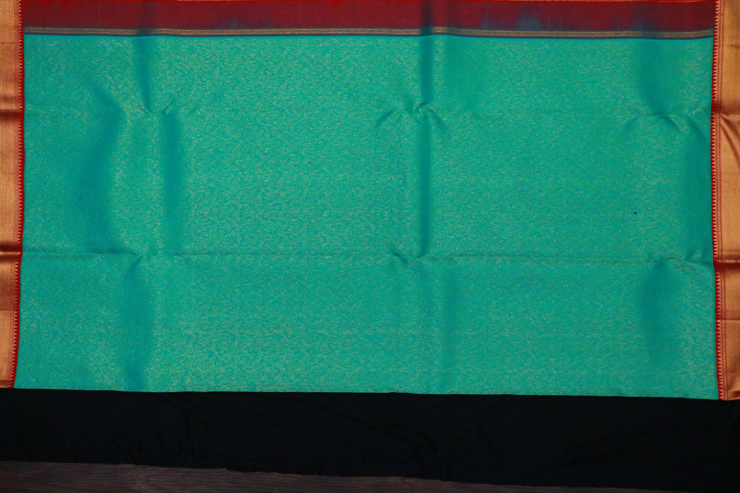 Kanchi Silk-Body-Sea-green-Deep maroon border-self-jacquard weave