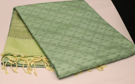Kanchi Soft Silk Saree – Muted Olive Green Body with Pista Green Border