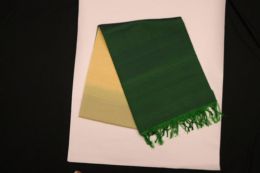 Kanchi Soft Silk Saree – Pale Gold Body with Emerald Green Pallu