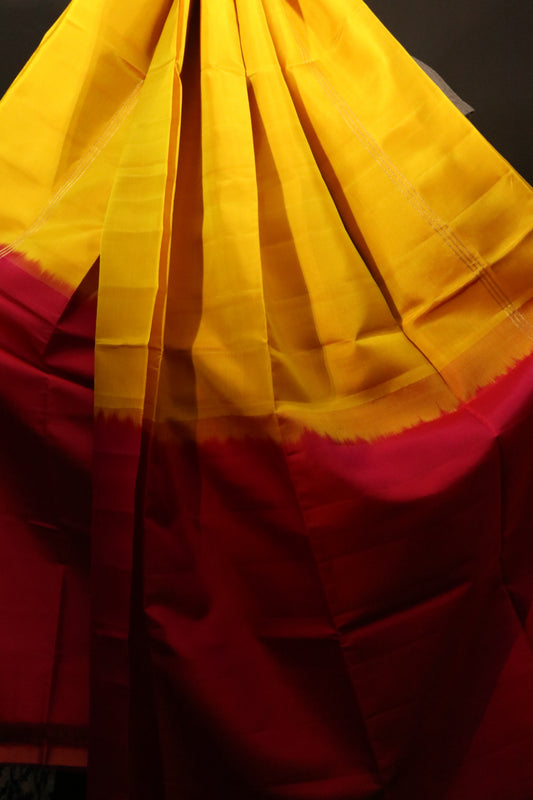 Kanchi Soft Silk Saree – Yellow Body with Red Border