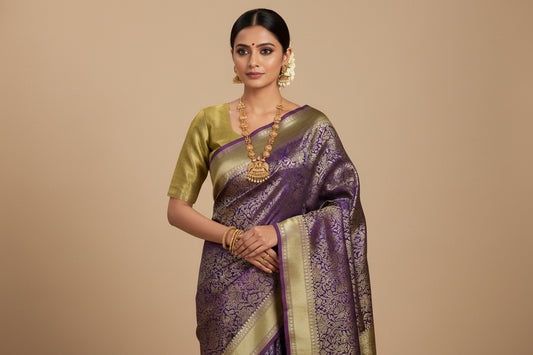 Kanchi Brocade Silk Saree – Rich Royal Purple