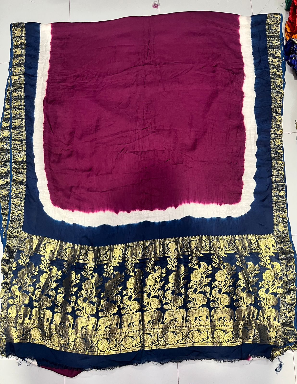 Pure Modal Natural Dye 3D Plain Saree-Violet