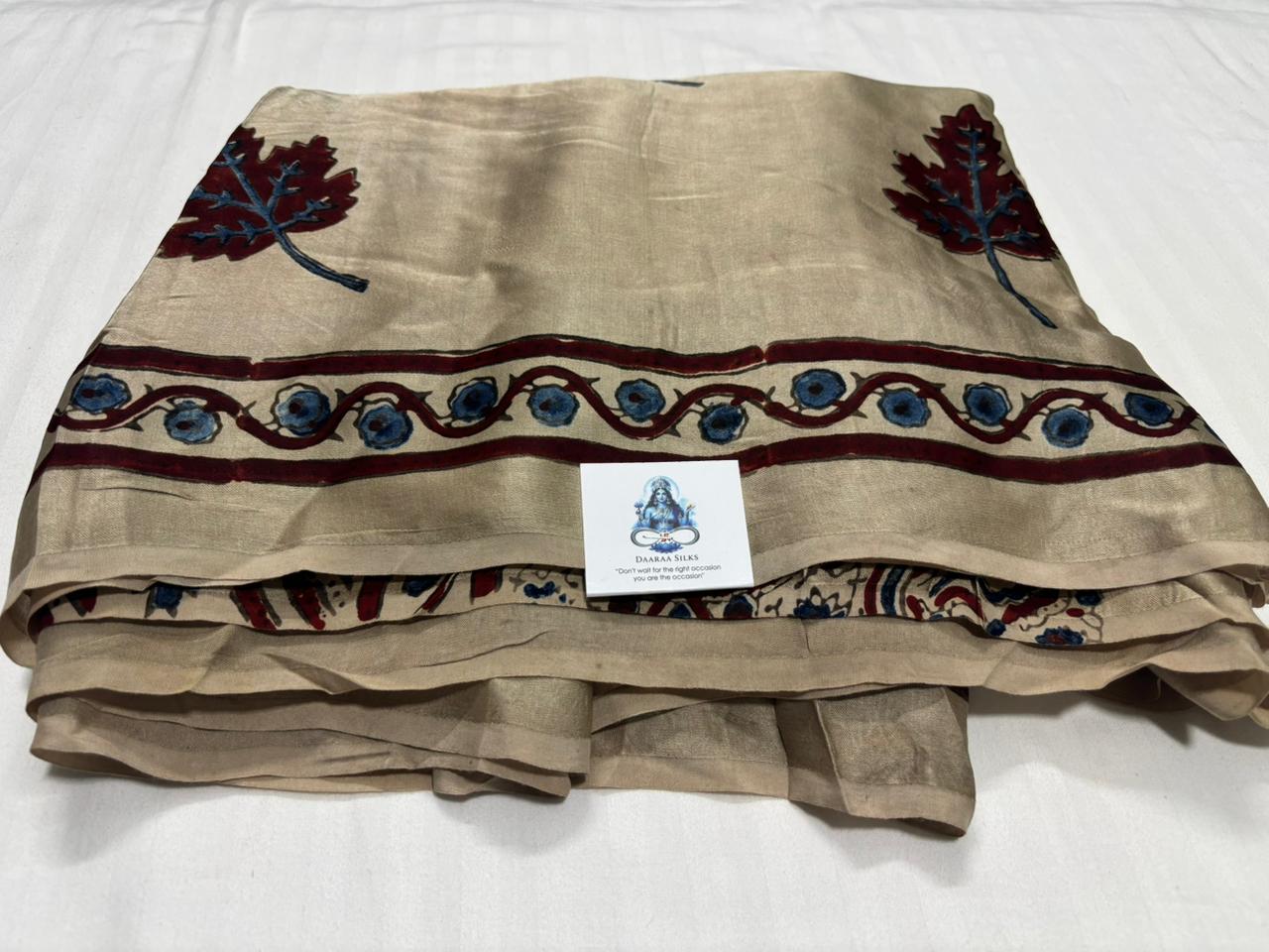 Ajrak Modal Saree - Beige