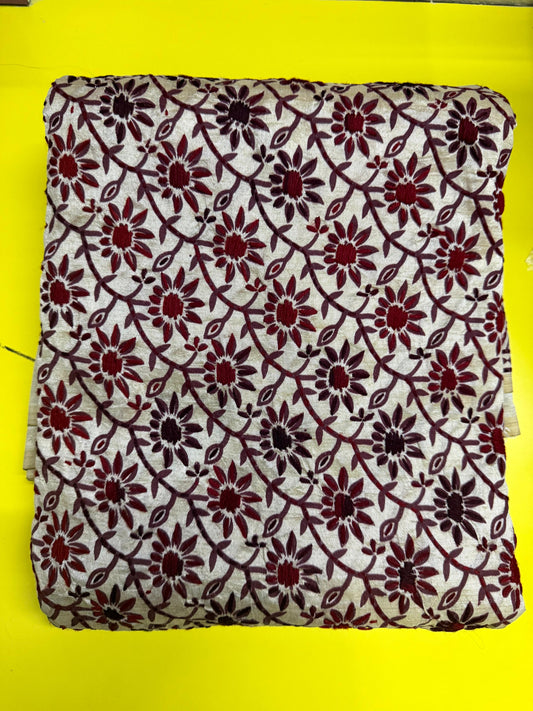 Assam Tussar Silk Saree | Kashmiri Brown Floral Embroidery | Beige – Daaraa Silks