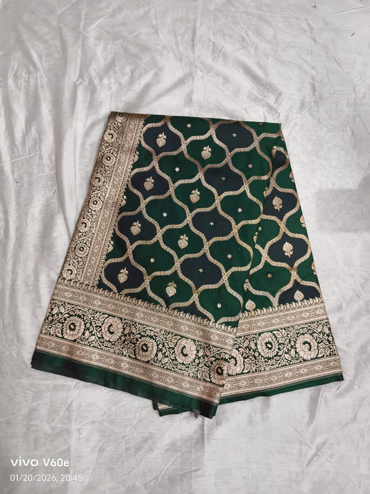 Banarasi Saree – Deep Emerald Green