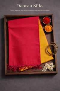 Kanchi Soft Silk Saree – Yellow Body with Red Border