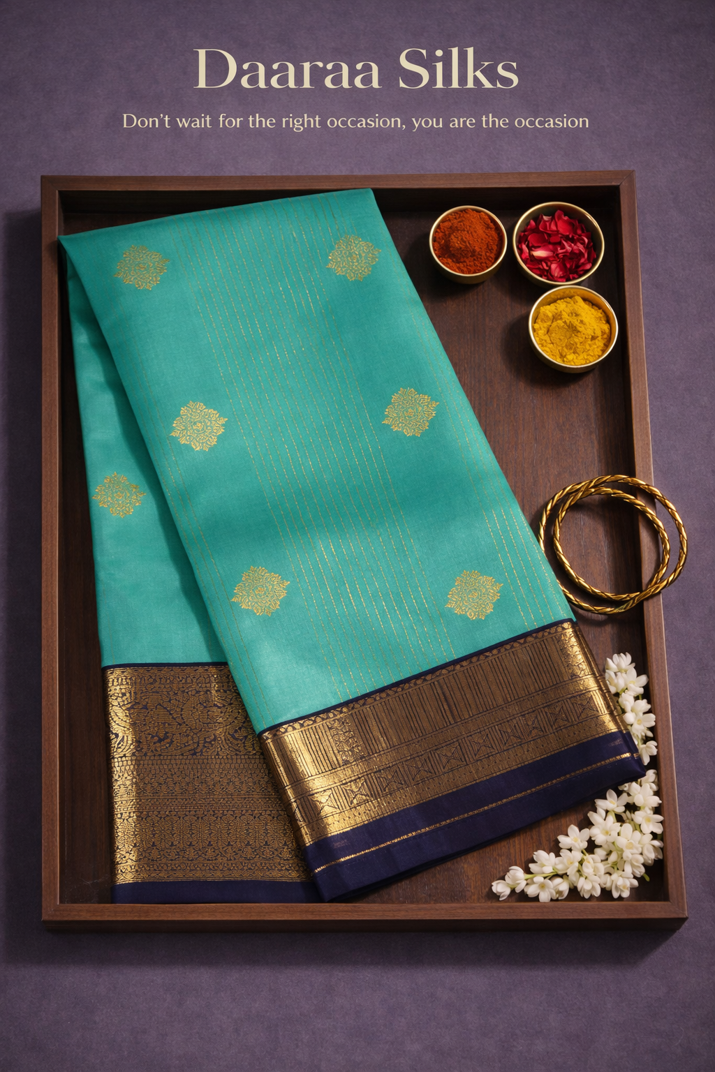 Kanchi Silk - Body Sea Green-Border Navy Blue