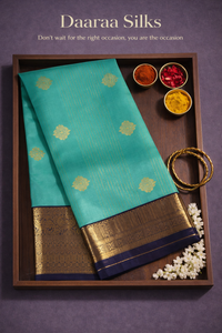 Kanchi Soft Silk Saree – Sea Green Body with Navy Blue Border