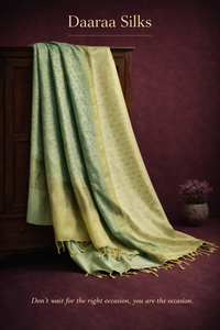 Kanchi Soft Silk Saree – Muted Olive Green Body with Pista Green Border
