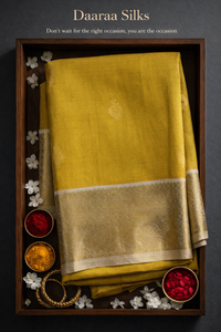 Kanchi Soft Silk Saree – Soft Olive Green with Mustard Undertones