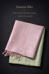 Kanchi Soft Silk Saree – Pastel Mint Green Body with Soft Blush Pink Border