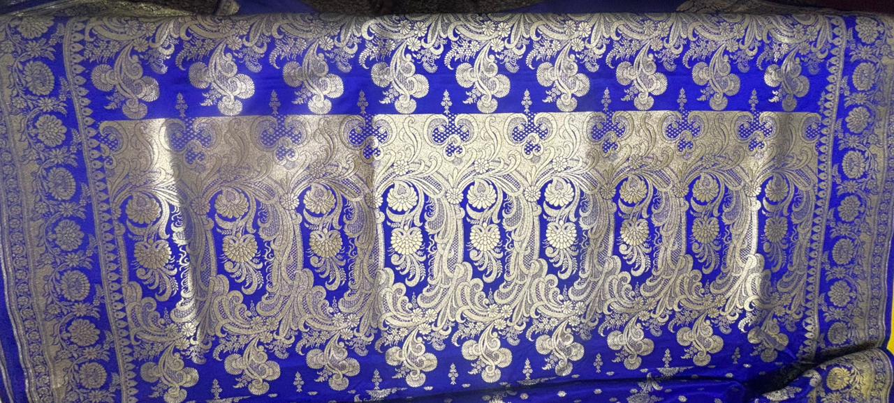 Banarasi sarees -Jangla Ada-Royal Blue
