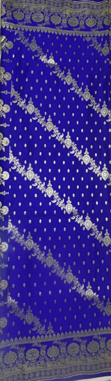 Banarasi sarees -Jangla Ada-Royal Blue