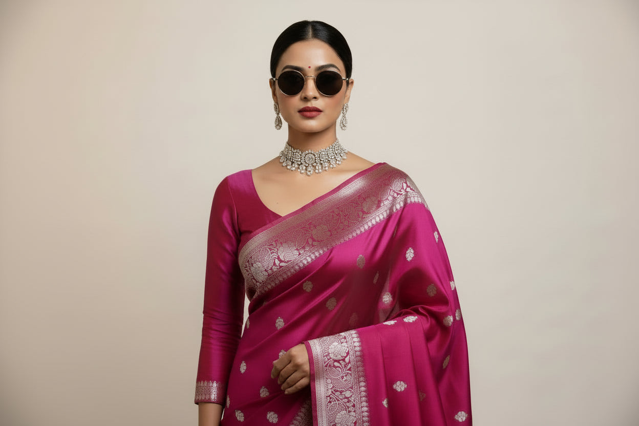 Banarasi Saree – Rani Pink