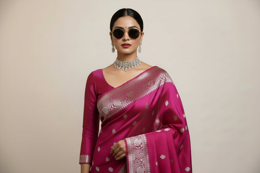 Banarasi sarees-Rani Pink