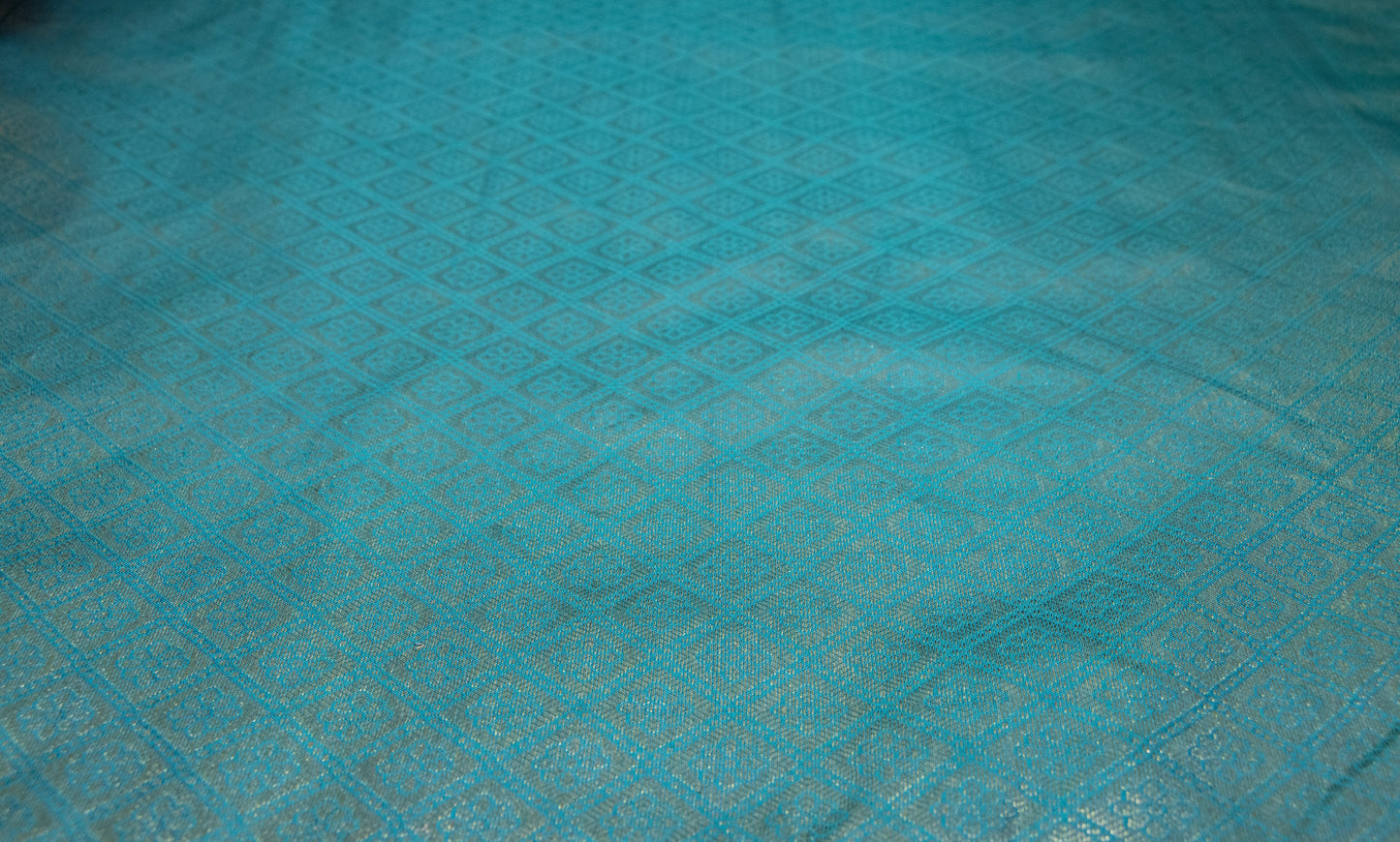Kanchi Silk-Body-Dark Navy Blue, Border-Teal/Sea green