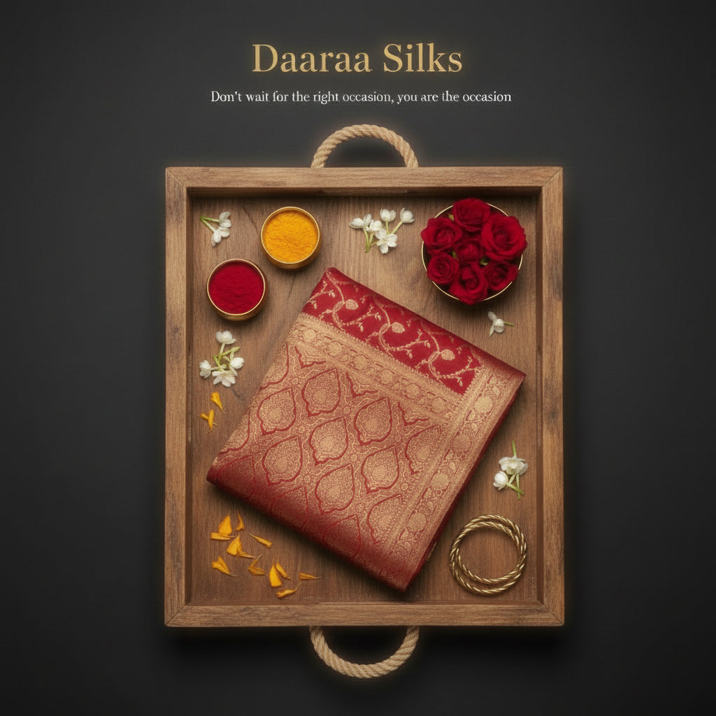 Banarasi Saree-Blood Red- Jangla Kathan