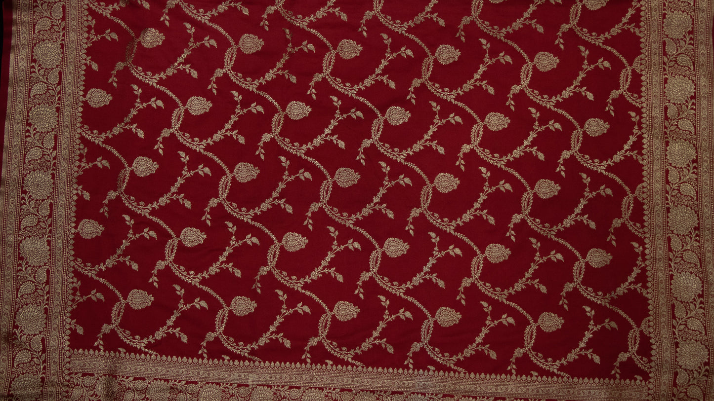 Banarasi Saree-Blood Red- Jangla Kathan