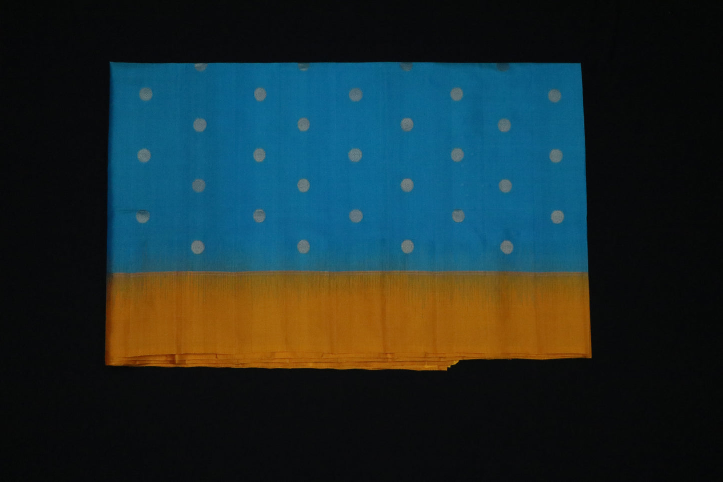 Kanchi Soft Silk Saree – Turquoise Blue with Mustard Border