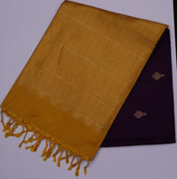 Kanchi Soft Silk Saree – Royal Plum with Mustard Gold