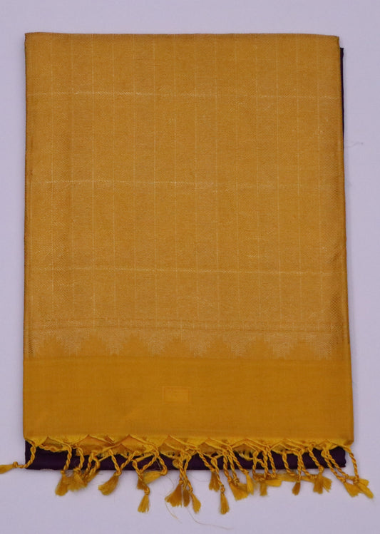 Kanchi Soft Silk Saree – Royal Plum with Mustard Gold