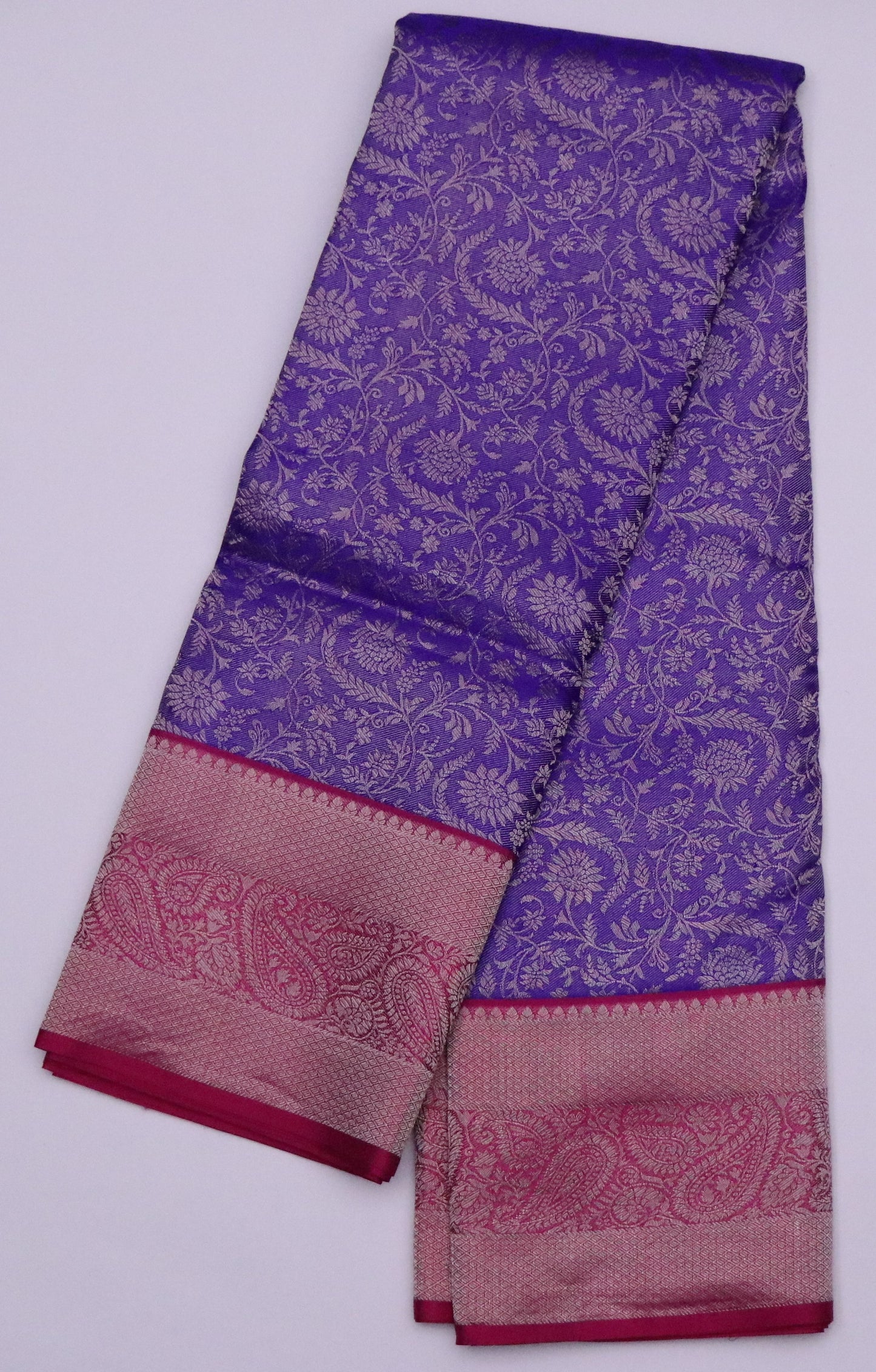 Kanchi Silk- Body color: Royal purple ,Border color: Muted rose-pink