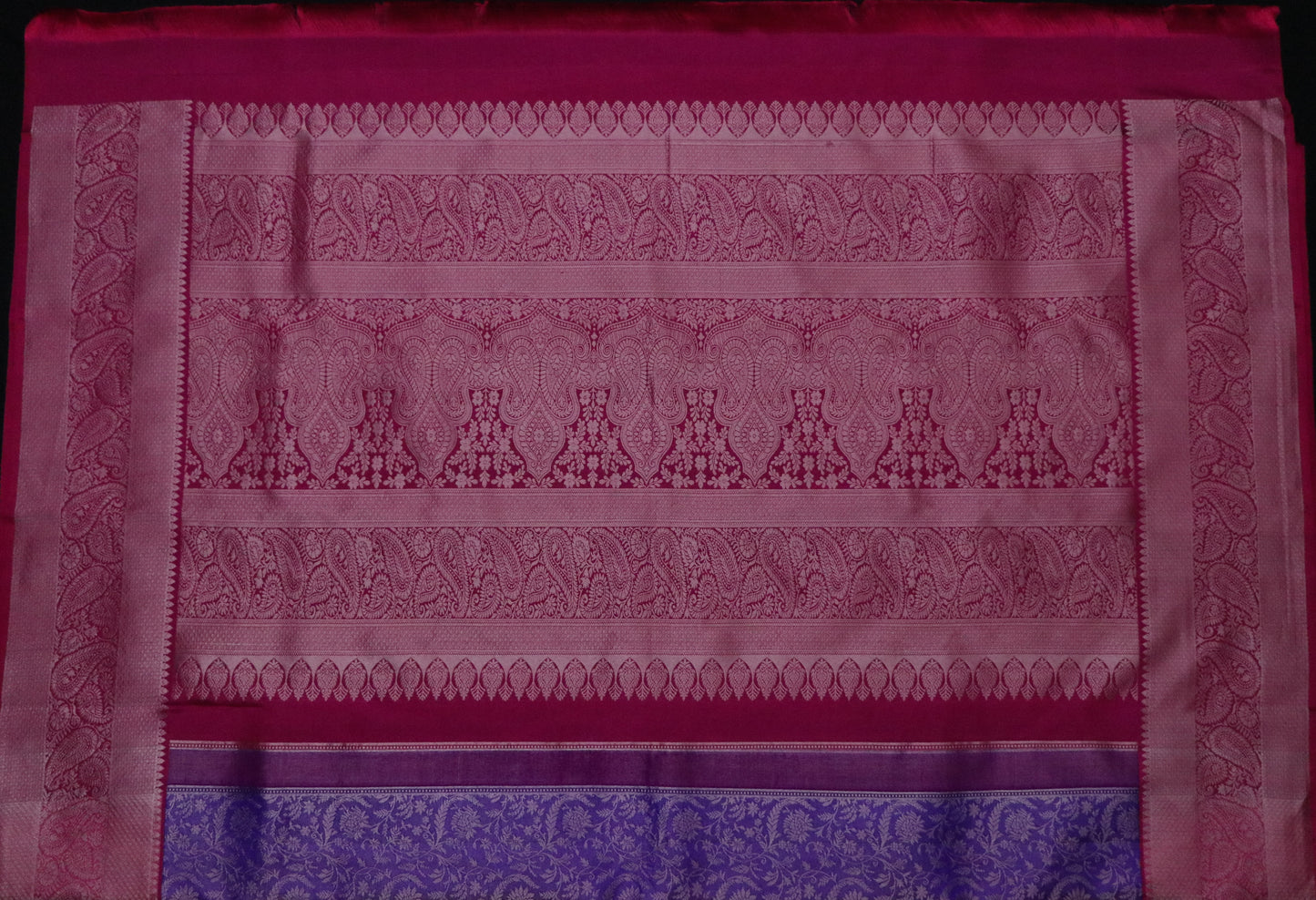 Kanchi Silk- Body color: Royal purple ,Border color: Muted rose-pink