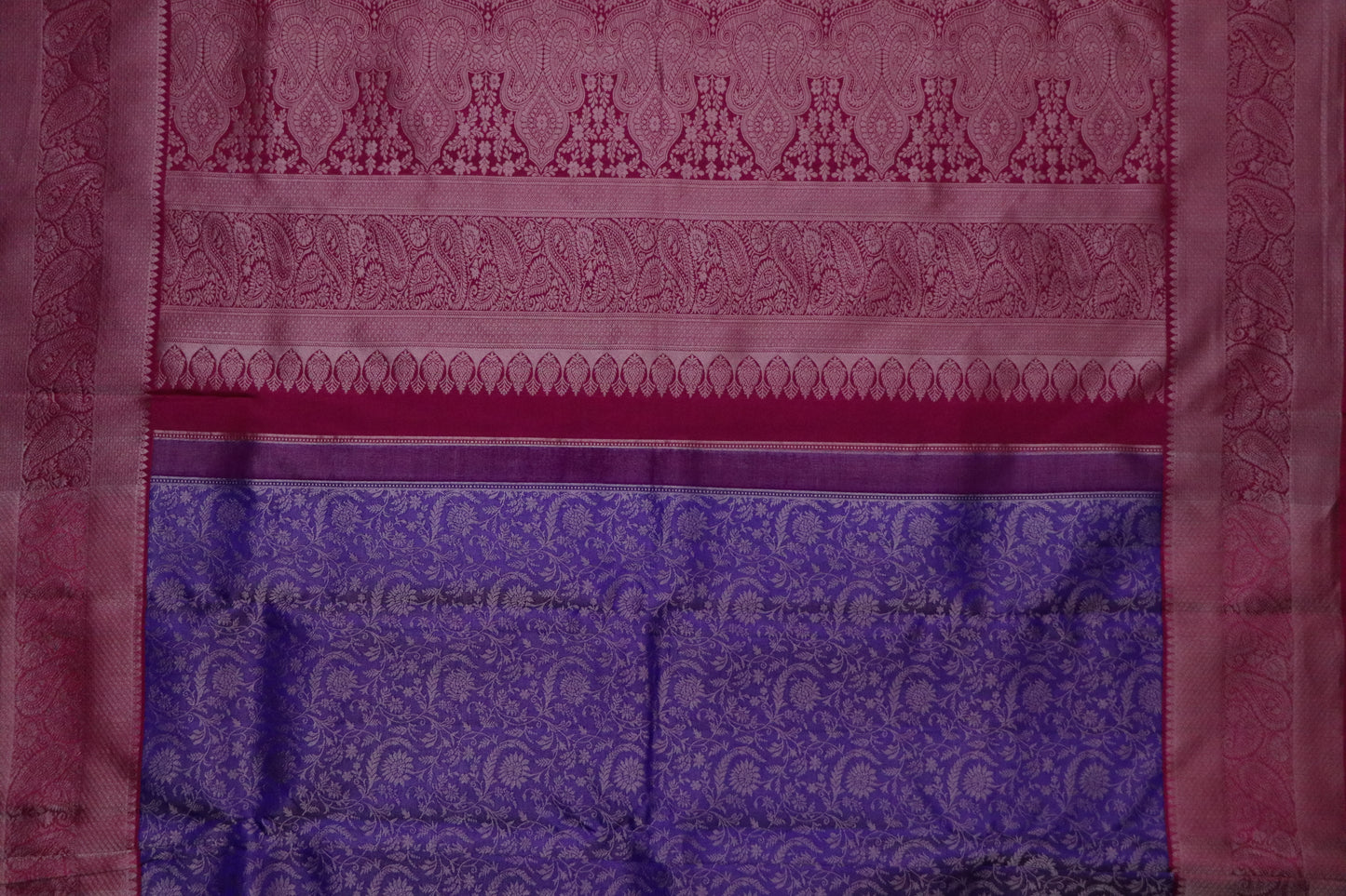 Kanchi Silk- Body color: Royal purple ,Border color: Muted rose-pink