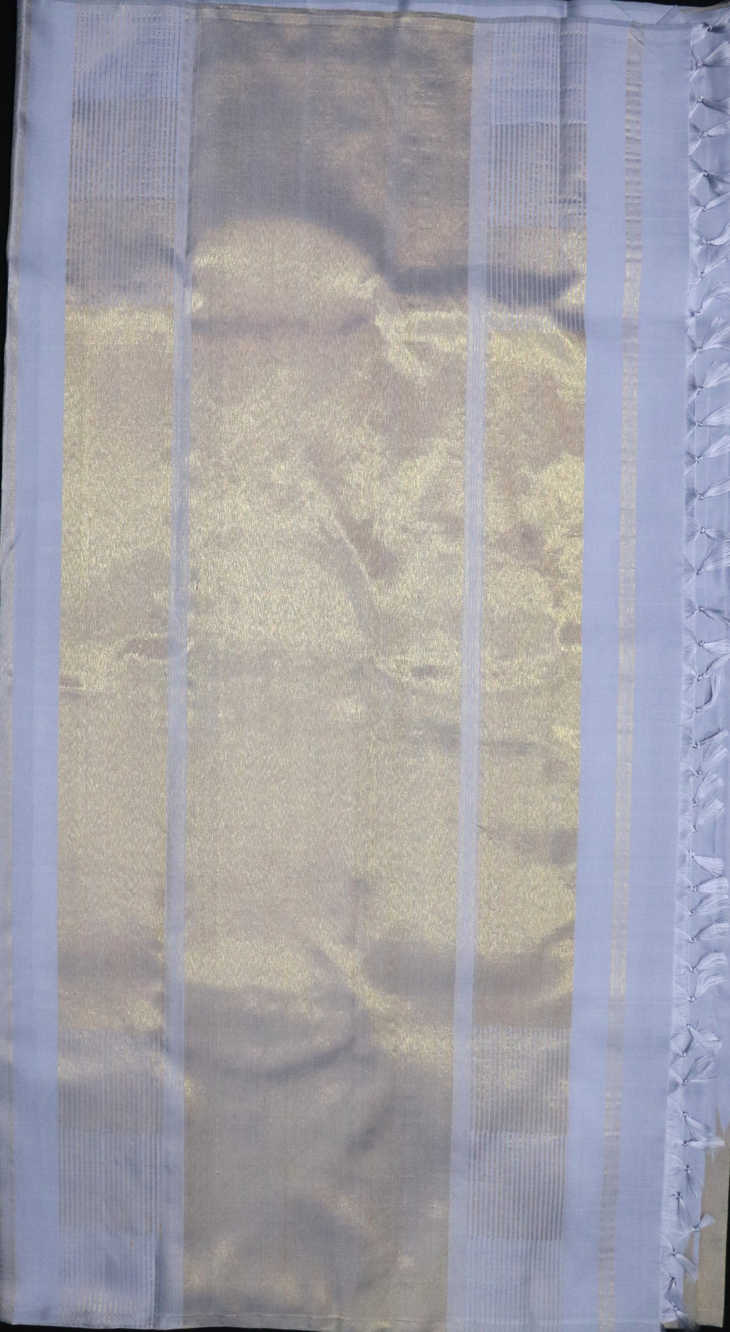 Kanchi Silk-Gold Temple Border-ash blue body