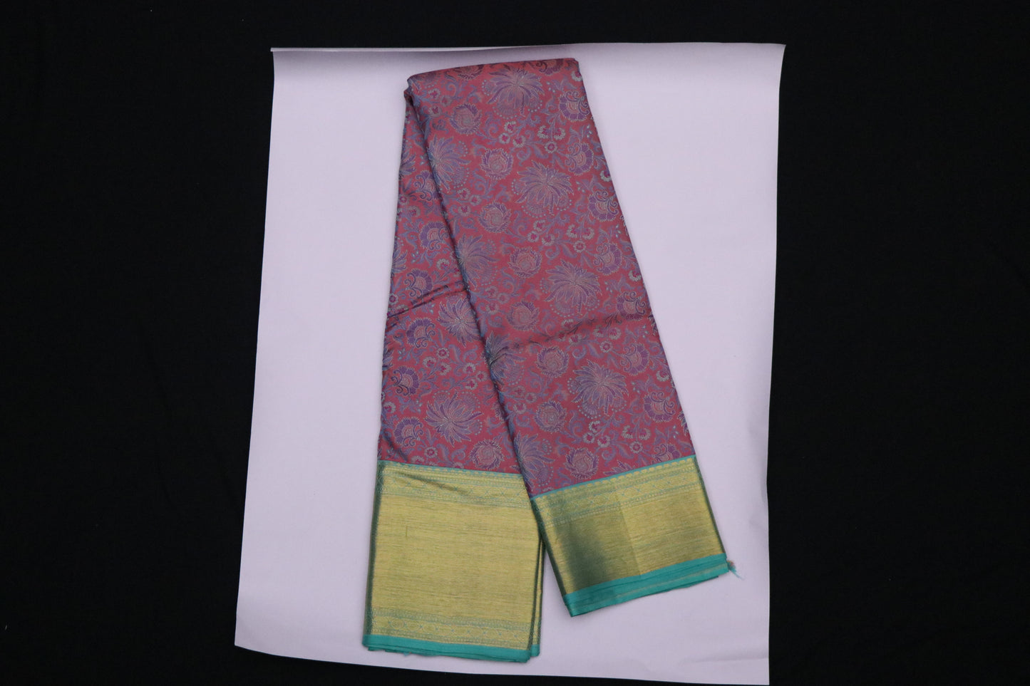 Kanchi Silk-Body-Blush pink-muted plum undertones-all-over woven floral and paisley-inspired jacquard pattern