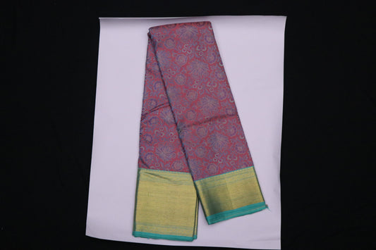 Kanchi Silk-Body-Blush pink-muted plum undertones-all-over woven floral and paisley-inspired jacquard pattern