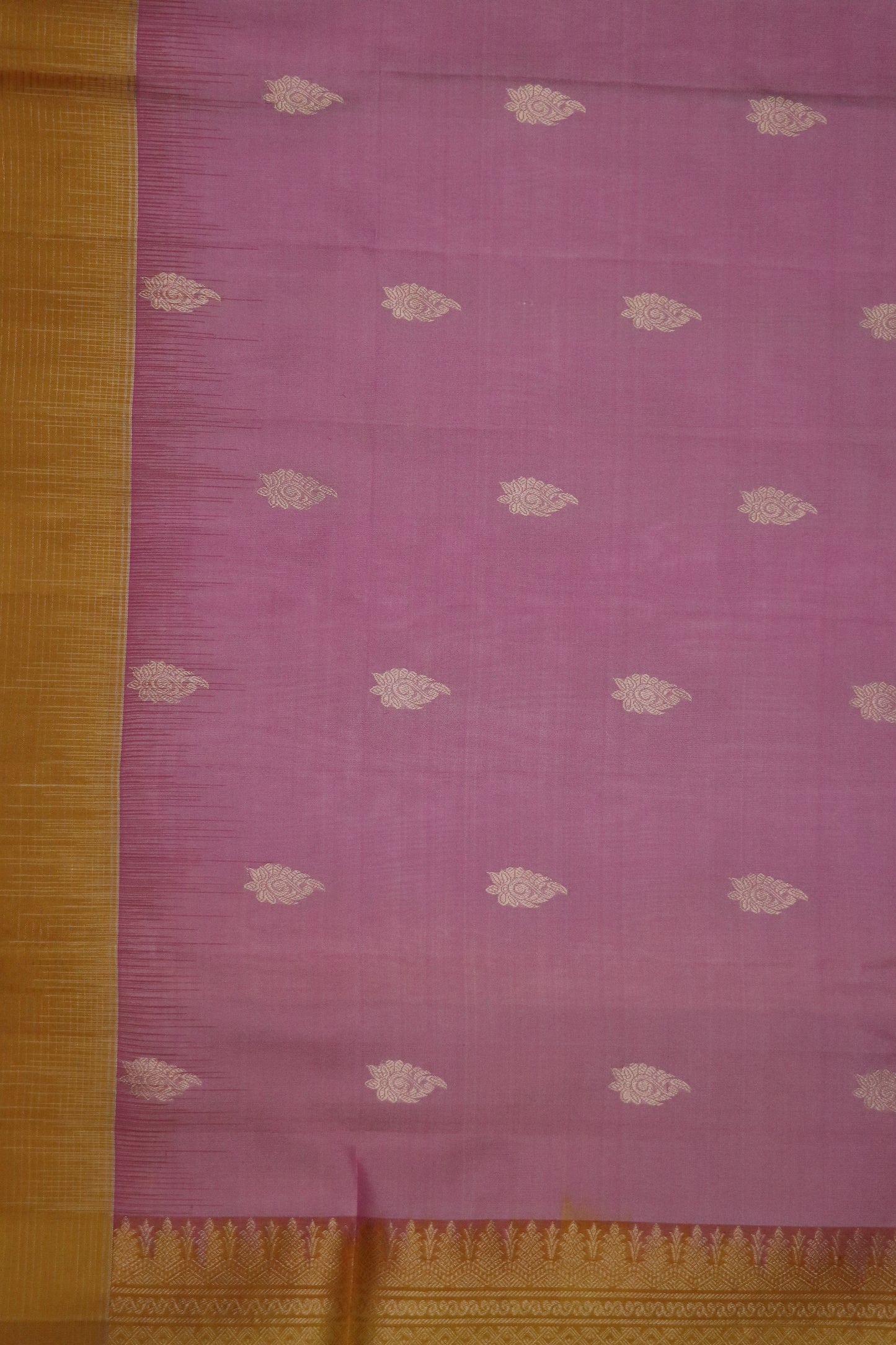 Soft Silk-Self-jacquard weave-Body-soft pastel pink-Pallu/Border-Rich mustard