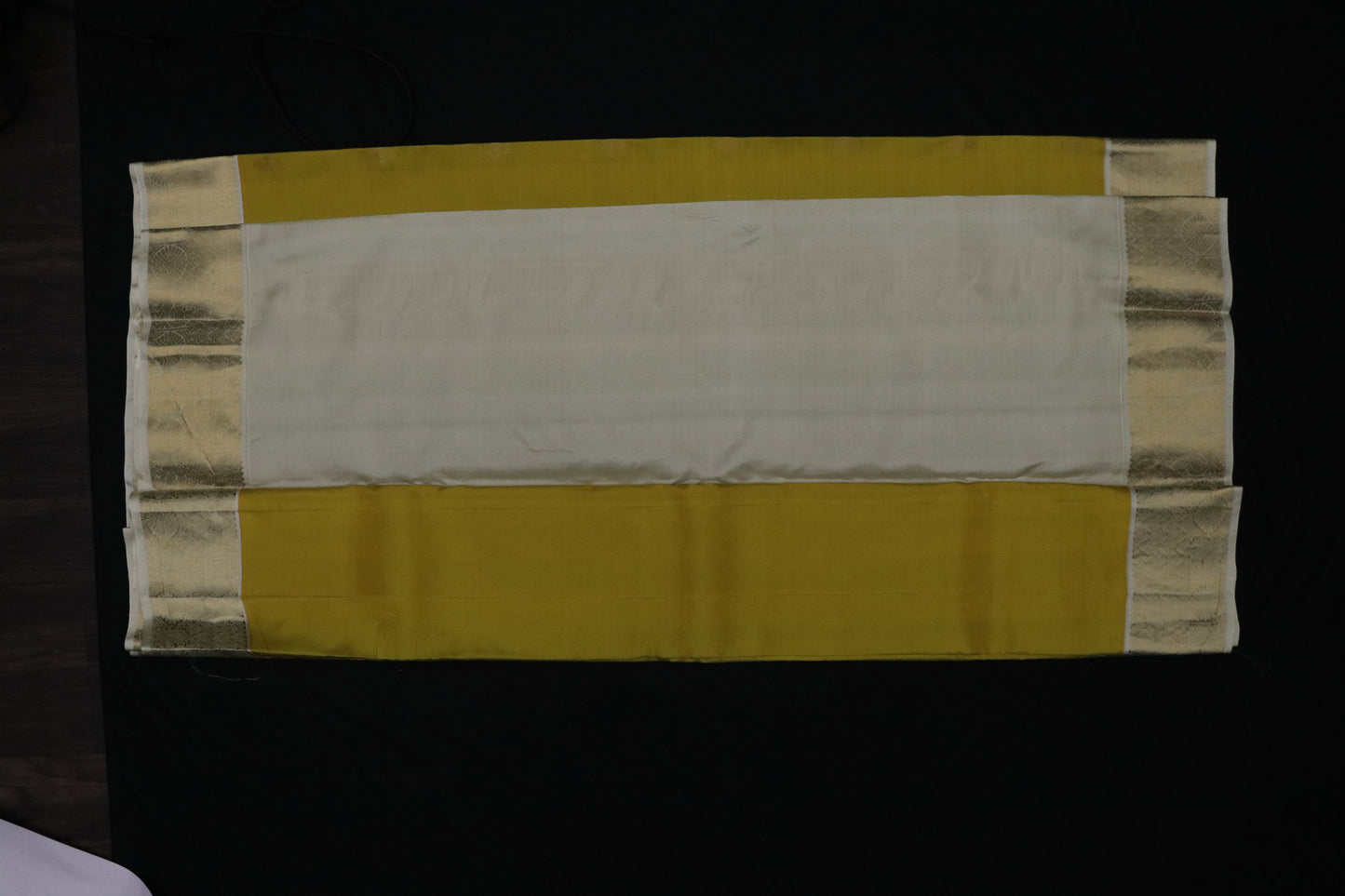 Kanchi Silk -soft olive green with mustard undertones