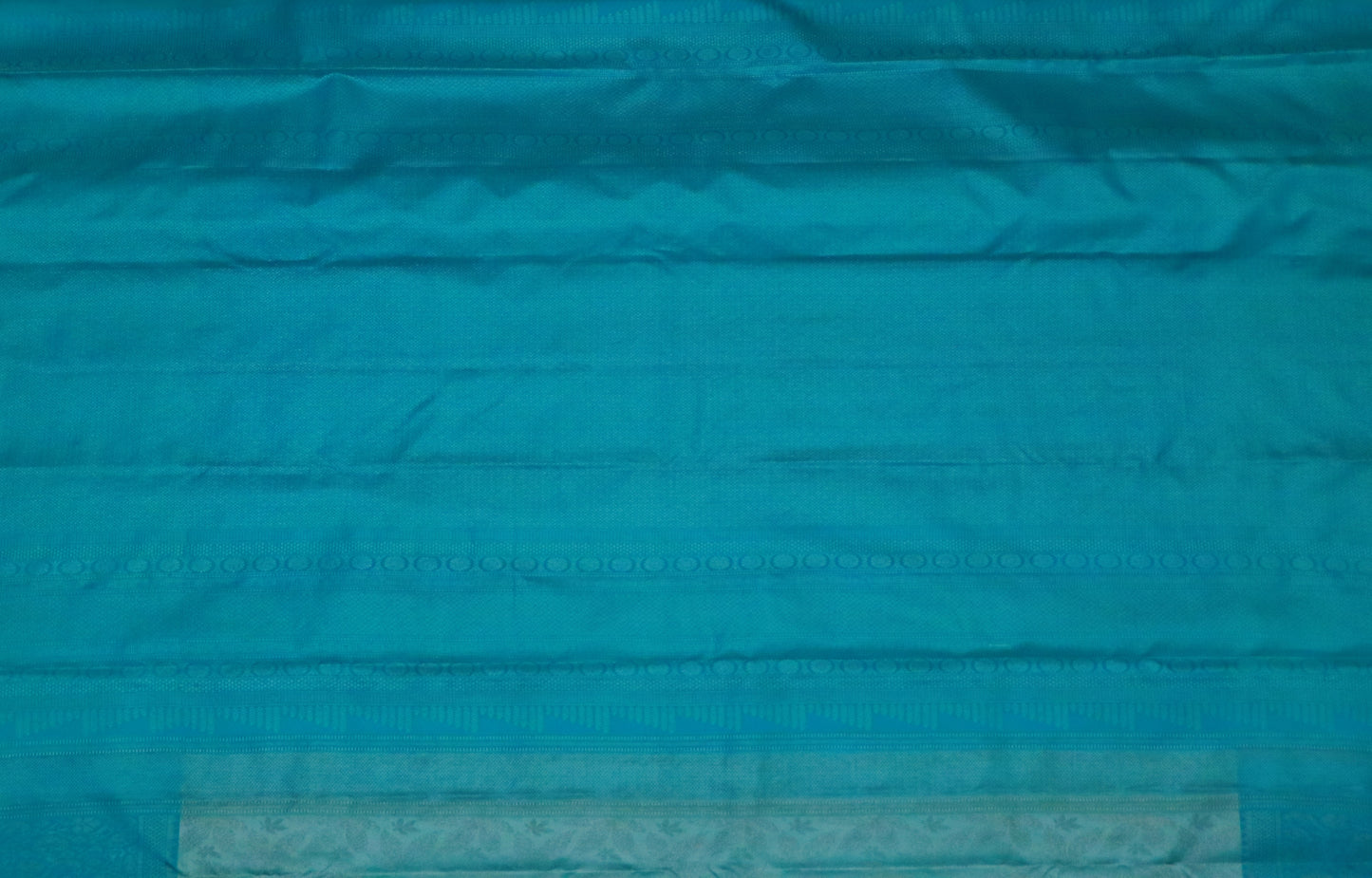 Kanchi Silk-Body-soft aqua / sea-green-self-jacquard floral pattern-deeper teal border