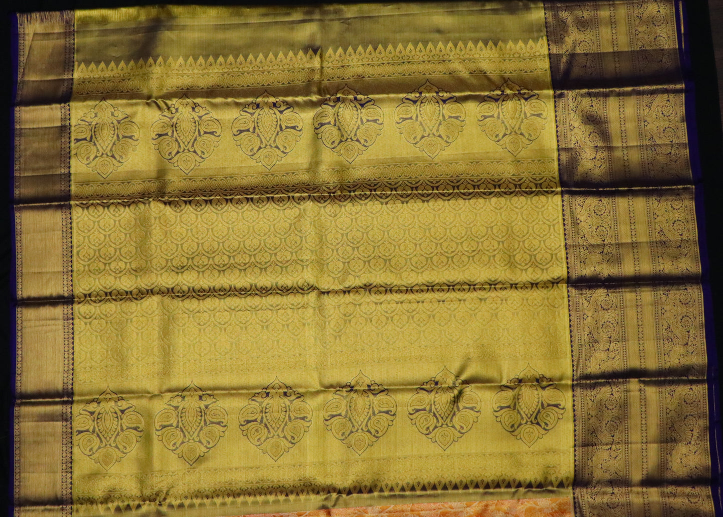 Kanchi Silk -Body-Mustard–gold with honey and amber undertones-dense jacquard weave