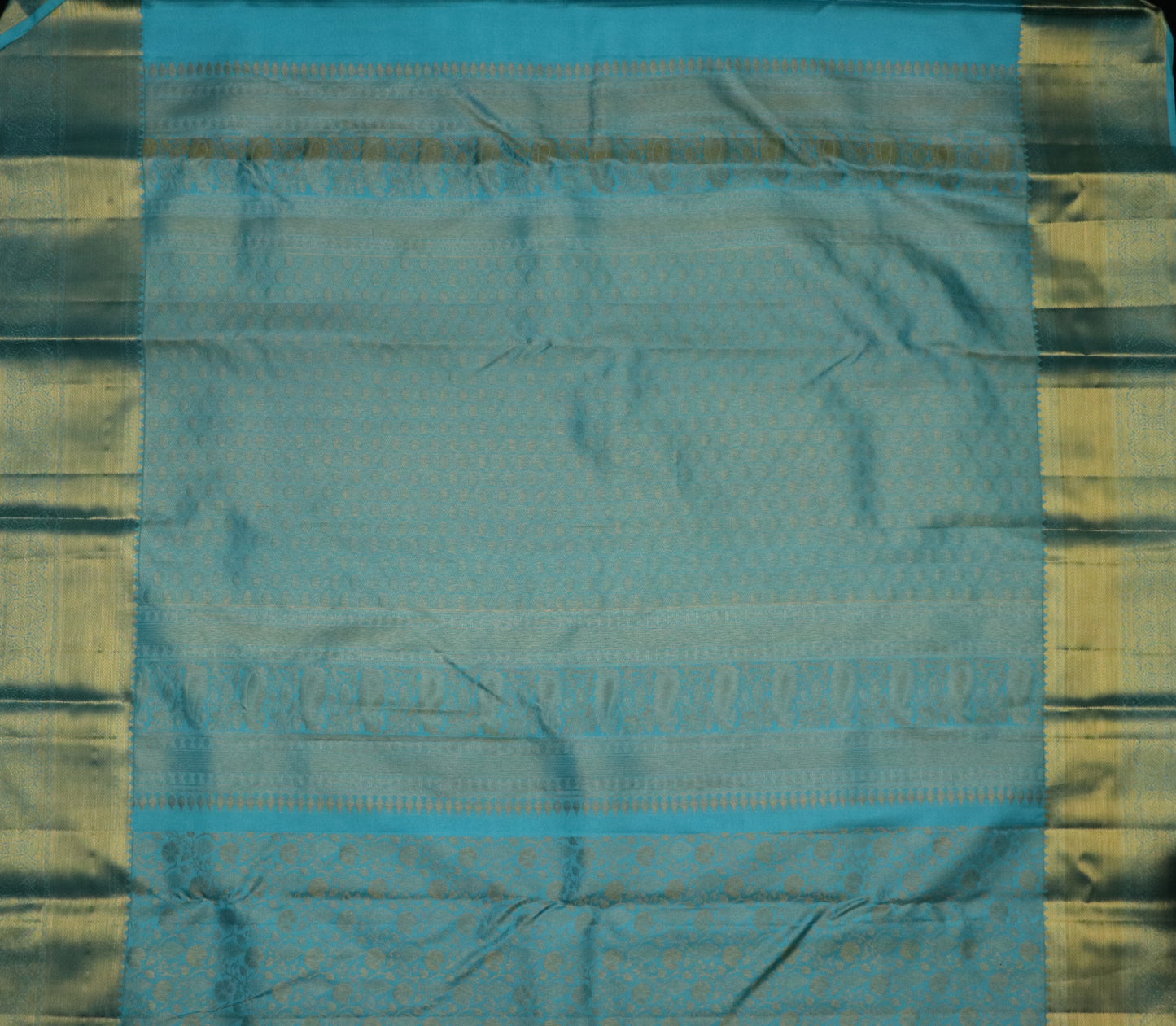 Kanchi Silk-Body-Turquoise Blue-Floral Vine jacquard pattern