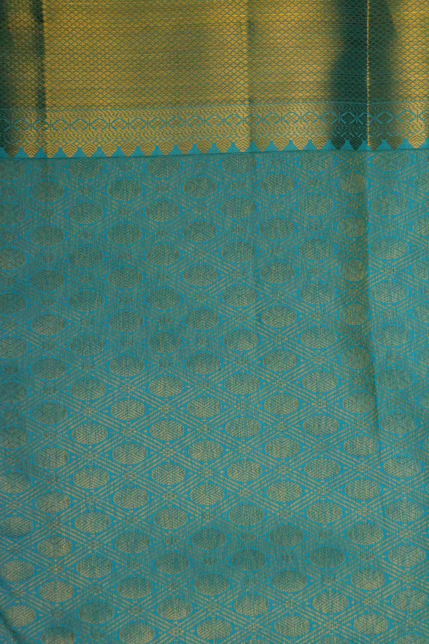 Kanchi Silk-Body-Turquoise Blue-Floral Vine jacquard pattern