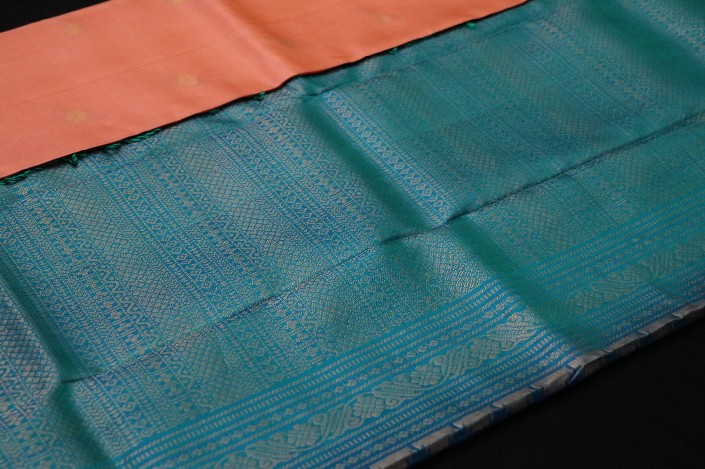 Soft Silk-Body-Orange-Border Peacock Blue