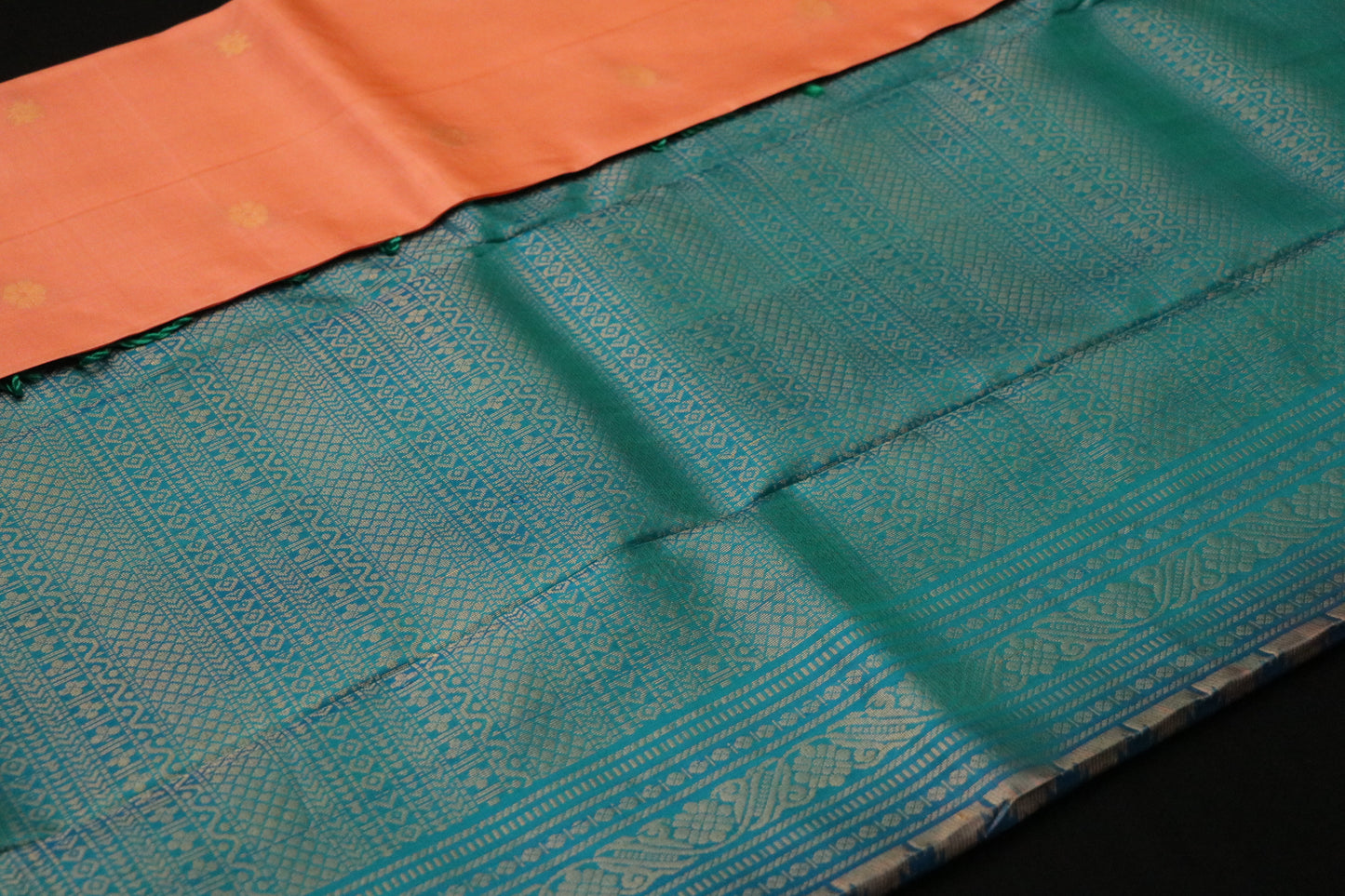 Soft Silk-Body-Orange-Border Peacock Blue