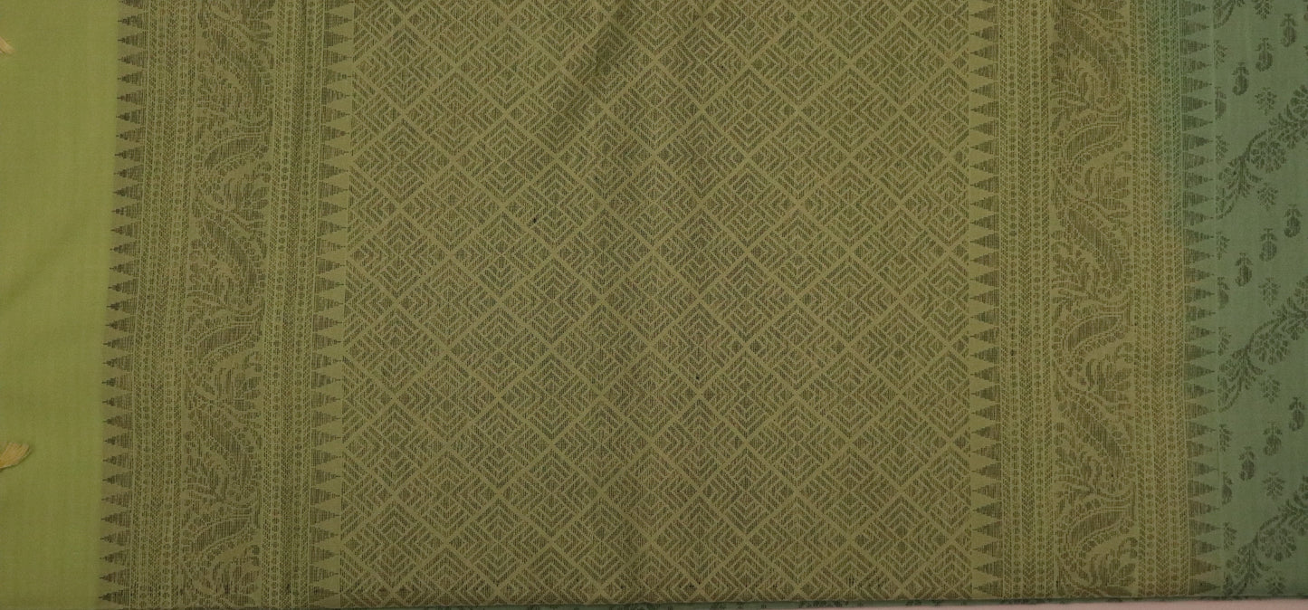 Soft silk- Body-Muted Olive Green-Border-Pista green