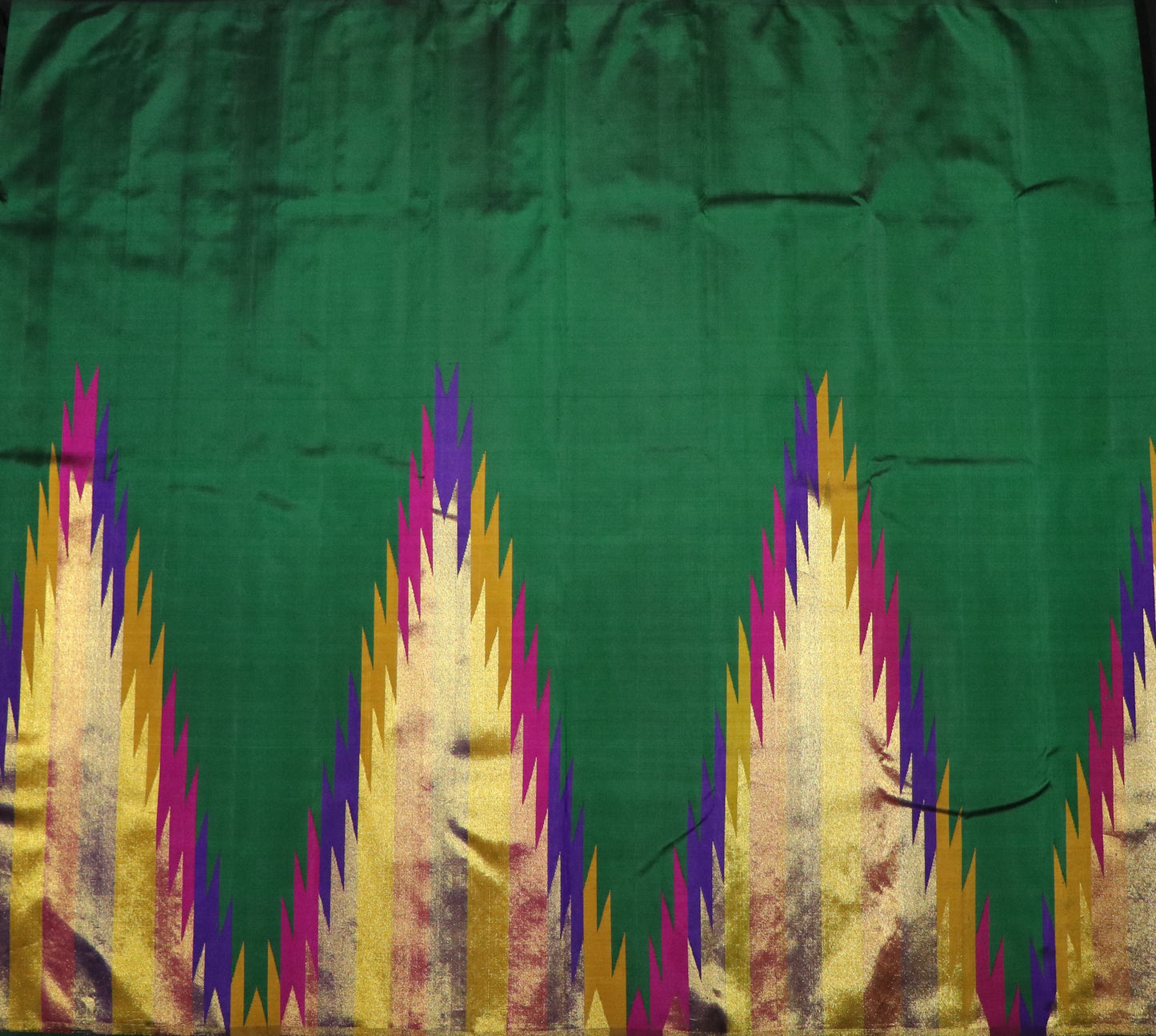Kanchi Silk-Body-Emerald Green-Border-Magenta-Violet.