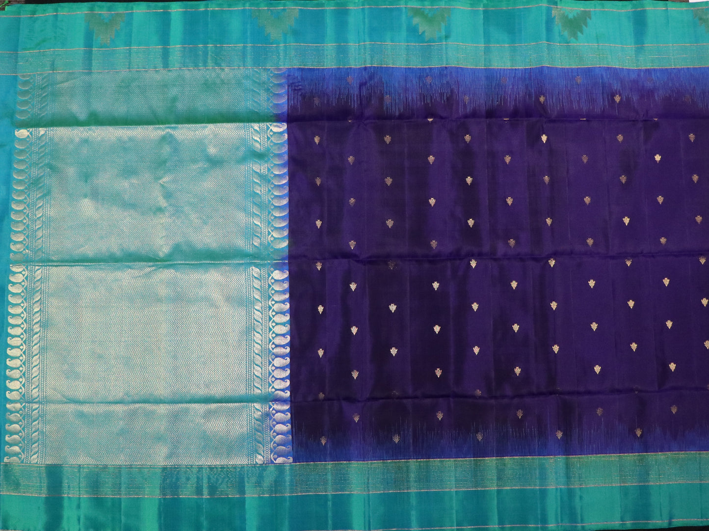 Soft Silk-Deep Royal Purple-Border-Pallu-Rich teal