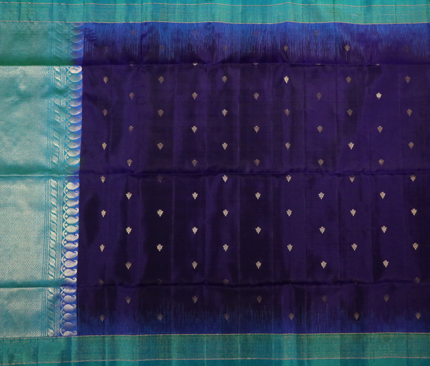 Soft Silk-Deep Royal Purple-Border-Pallu-Rich teal
