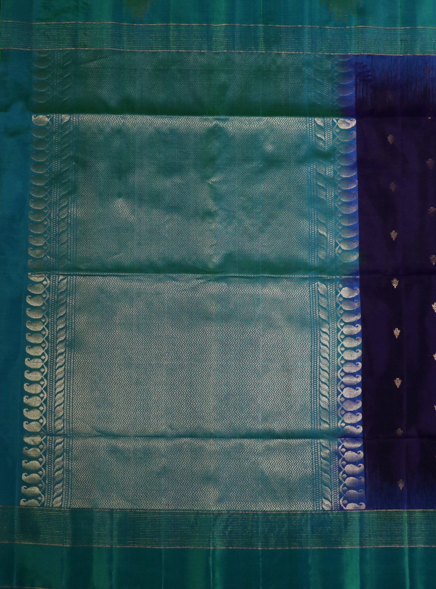 Soft Silk-Deep Royal Purple-Border-Pallu-Rich teal