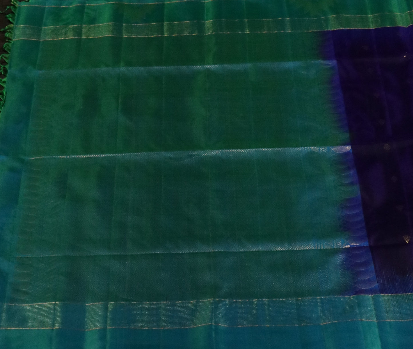 Soft Silk-Deep Royal Purple-Border-Pallu-Rich teal