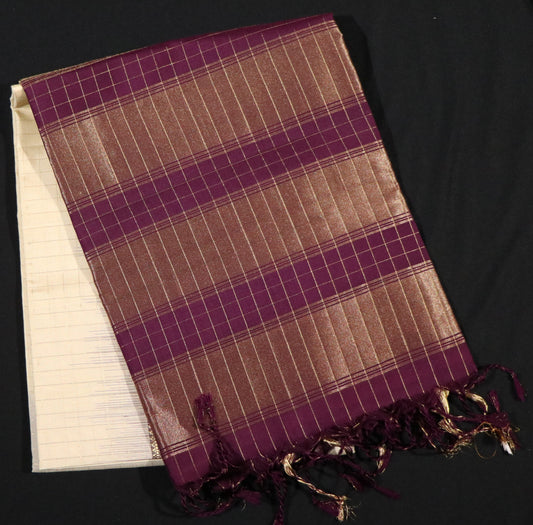 Kanchi Soft Silk Saree – Cream White Body with Deep Wine Border